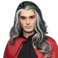 Boland Vampier pruik - grijs - lang haar - heren - halloween - horror thema - dracula