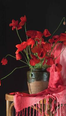 Rode bloemen 70x130cm Tuinschilderij - Customize it