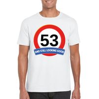 53 jaar verkeersbord t-shirt wit heren 2XL  -