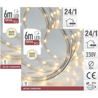 LED slangverlichting - 2x - 6 meter - warm wit licht - voor buiten - kerstverlichting