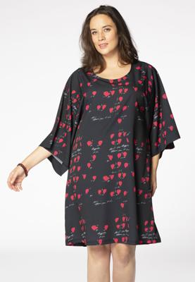Yoek Jurk wijde mouwen HEART | Zwart | Maat 58/60