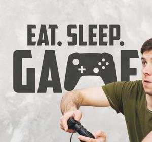 Muurstickers games Jeugdige gamer eet slaap en speel