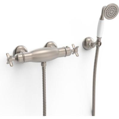 Douchekraan Tres Clasic | Opbouw | Thermostaatkraan | 1-weg | hoh 15 cm | 2-knops | Vintage | Rvs look