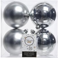 Decoris Kerstballen - 4x st - zilver - 10 cm - kunststof - kerstversiering - thumbnail