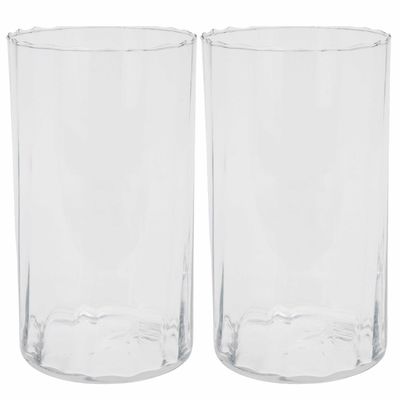 Bloemen vaas 2x stuks transparant - glas - H22 cm