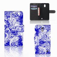 Telefoonhoesje met Naam Nokia 2 Angel Skull Blauw | Portemonnee hoesje