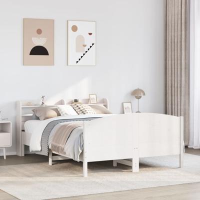 Bedframe zonder matras massief grenenhout wit 140x190 cm