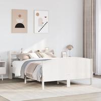 Bedframe zonder matras massief grenenhout wit 140x190 cm