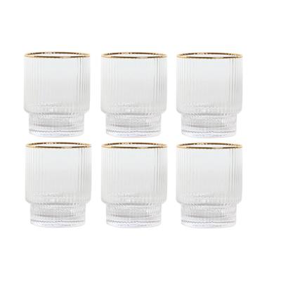 Glazenset Home ESPRIT Transparant Gouden Kristal 320 ml (6 Stuks)