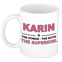 Karin The woman, The myth the supergirl cadeau koffie mok / thee beker 300 ml