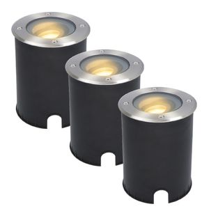 3x Lilly dimbare LED Grondspot - Kantelbaar - Overrijdbaar - Rond - RVS - 2700K - 5 Watt - IP67 waterdicht - 3 jaar garantie Grondspot buiten 230V