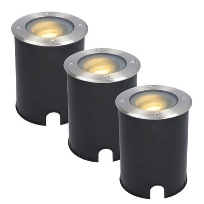 HOFTRONIC™ 3x Lilly dimbare LED Grondspot - Kantelbaar - Overrijdbaar - Rond - RVS - 2700K - 5 Watt - IP67 waterdicht - 3 jaar garantie