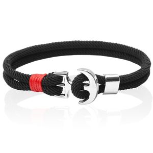 LGT Jewels Anker armband heren Touw Zwart