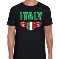 Italy landen t-shirt - met wapen - Italie - zwart - voor heren - supporters