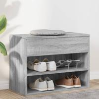 Schoenenbank 60x30x45 cm bewerkt hout grijs sonoma eikenkleurig