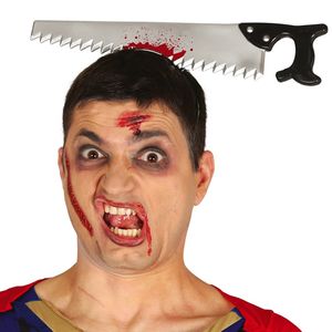 Halloween/horror diadeem - bloederige zaag - kunststof - verkleedaccessoires   -