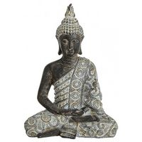 Boeddha beeldje grijs/zwart 24 cm woondecoratie - thumbnail