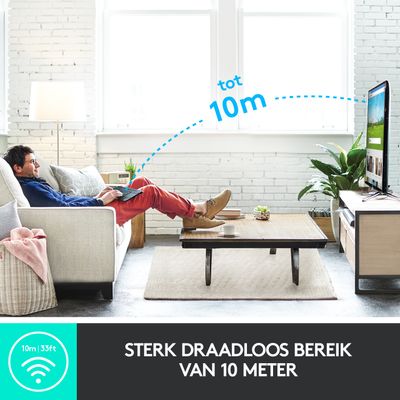 Logitech K400 Plus Tv toetsenbord Universeel RF Draadloos QWERTY US International Zwart