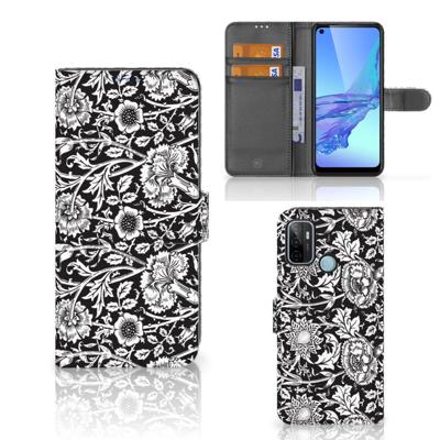 OPPO A53 | OPPO A53s Hoesje Black Flowers OPPO A53 | OPPO A53s Hoesje Black Flowers