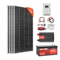 VEVOR 800W 12V zonnepaneel complete set, 4x 200 monokristallijne zonnepanelen + 12,8V 300Ah LiFePO₄ accu + 60A MPPT laadregelaar + 2kW omvormer voor thuis, kleine boerderij, hut, off-grid