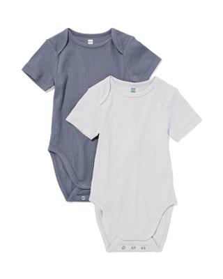 HEMA Baby meegroeiromper LENZING™ ECOVERO™ rib - 2 stuks lichtgrijs (lichtgrijs)