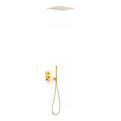 Regendouche set Tres Cuadro | Inbouw | Mengkraan | 2-weg | Vierkant | 24k Goud glans