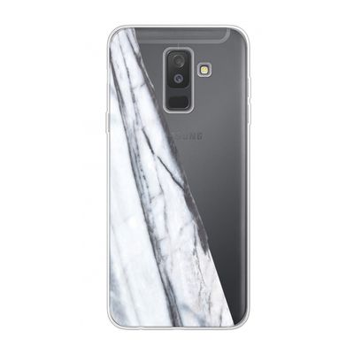 Gestreepte marmer: Samsung Galaxy A6 Plus (2018) Transparant Hoesje