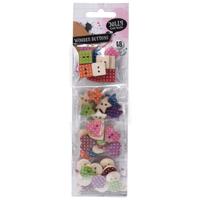 Houten Knutsel Knopen met Stippen, 48st.