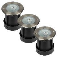 Set van 3 Oblique LED Grondspots buiten - XL Ø15cm - 20° Stralingshoek - 4000K neutraal wit - 8W 350lm - Tuinspot - RVS - IP67 waterdicht