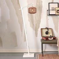 GOOD&MOJO Vloerlamp 'Tanami' Bamboe en rotan, 150cm, kleur Wit/Naturel GOOD&MOJO Vloerlamp 'Tanami' Bamboe en rotan, 150cm, kleur Wit/Naturel