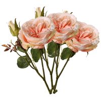 Top Art Kunstbloem roos Little Joy - 3x - roze - 38 cm - kunststof steel - decoratie bloemen - Kunstbloemen - thumbnail