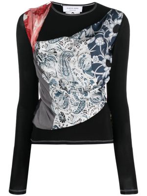 Marine Serre t-shirt manches longues à design superposé - Noir