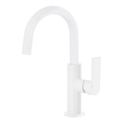 Wastafelkraan Tres Loft | Opbouw | Draaibare uitloop | Mengkraan | Standaard model | 1-hendel | Rond | Wit mat