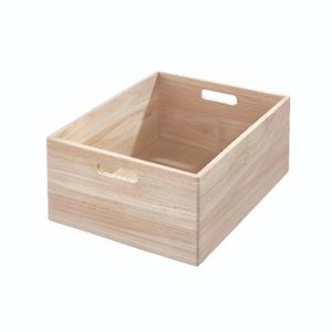 iDesign - Opbergbox met Handgrepen, 38 x 46 x 20.5 cm, Paulownia Hout, Beige - iDesign The Home Edit