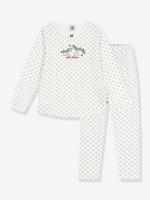 Meisjespyjama van katoen met stippenprint PETIT BATEAU wit