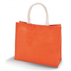 Jute oranje shopper/boodschappen tas 42 cm