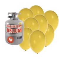 Helium tank met 50 gele ballonnen - thumbnail