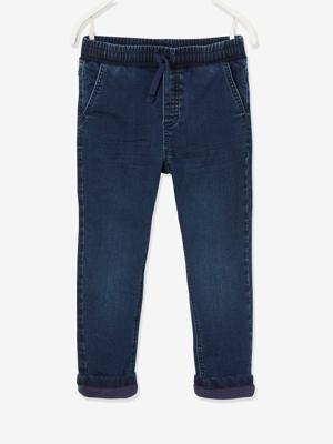 Gevoerde jeans met rechte pasvorm, eenvoudig aan te trekken denim blue black