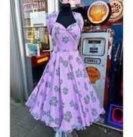 30% korting | Vivien Of Holloway Halterneck Pink Gingham Black Flowers Dress -S