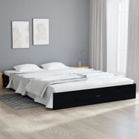 Bedframe massief hout zwart 150x200 cm 5FT King Size