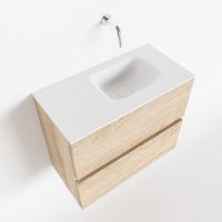 Toiletmeubel Mondiaz Ada | 60 cm | Meubelkleur Washed oak | Lex wastafel Talc Rechts | Zonder kraangat