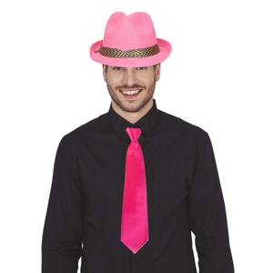 Verkleedkleding setje 2 delig - roze - hoed met stropdas - voor heren/dames