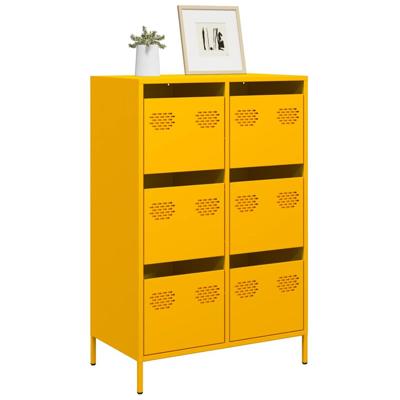 Hoge kast 68x39x101,5 cm staal mosterdgeel