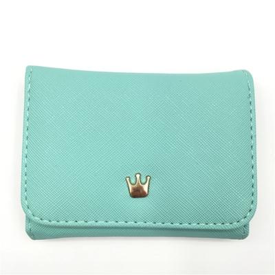 Korte mini vrouwen portefeuilles kroon ingericht fold PU lederen Coin Purse kaarthouder (licht groen)
