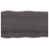 vidaXL Tafelblad natuurlijke rand 100x60x2 cm eikenhout donkerbruin - thumbnail