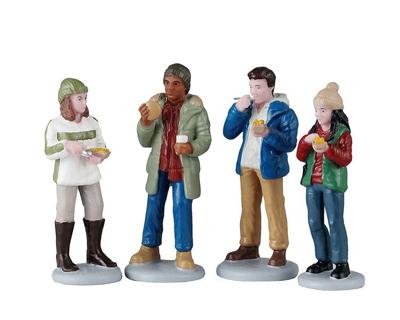 Kerstdorpminiatuur Food Truck Patrons 12x4x20 cm 4st - Lemax