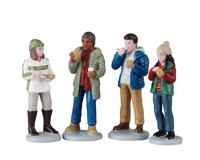 Kerstdorpminiatuur Food Truck Patrons 12x4x20 cm 4st - Lemax