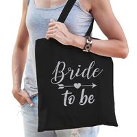 1x Bride to be vrijgezellenfeest tasje zwart zilver dames   -
