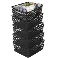 Storage Solutions Kast Opbergmand - 5x - van kunststof - zwart - 29 x 35 x 13 cm - 11 liter inhoud