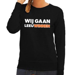 Nederland supporter sweater Wij gaan LeeuWinnen zwart dames